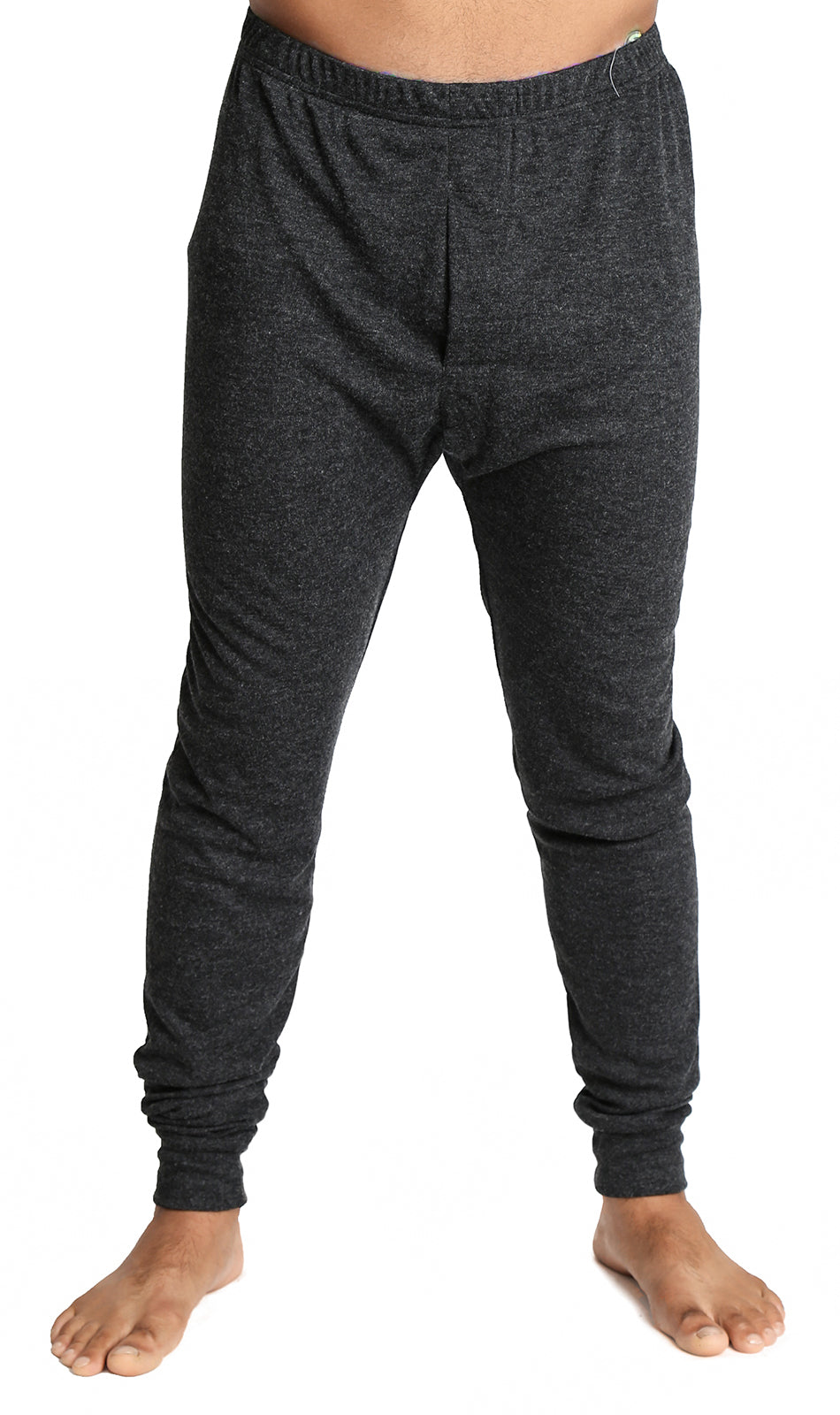 Mens Thermal Long John Pants Merino Wool Blend Base Layer Winter Warm - Black - S