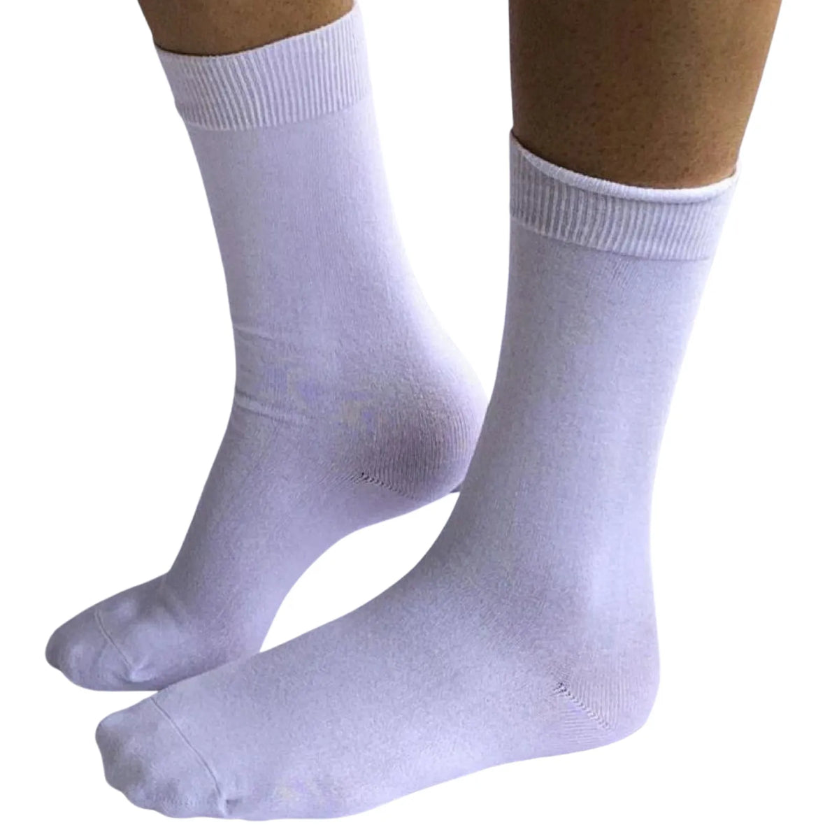 1 Pair Bamboo Derived Loose Top Socks Diabetic Style Comfort Circulation - White - 11-14