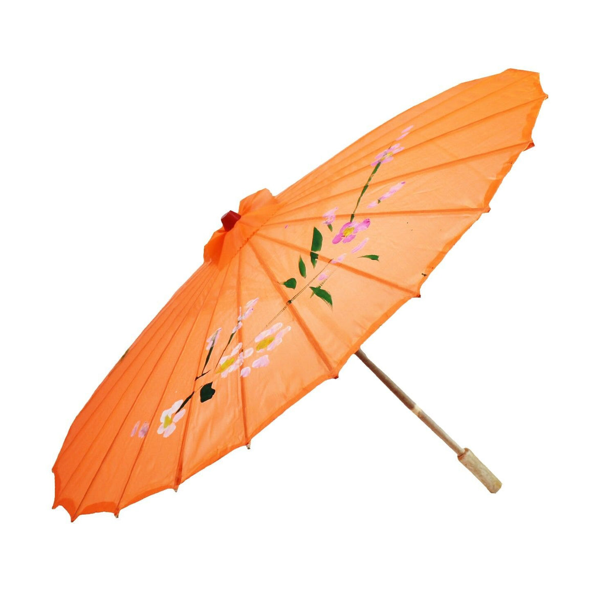 12x PARASOL UMBRELLA Chinese Japanese Bamboo Flower Pattern 80cm Large BULK - Orange