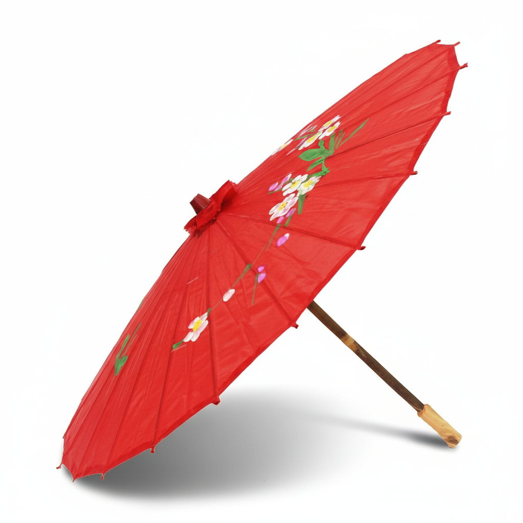 12x PARASOL UMBRELLA Chinese Japanese Bamboo Flower Pattern 80cm Large BULK - Red