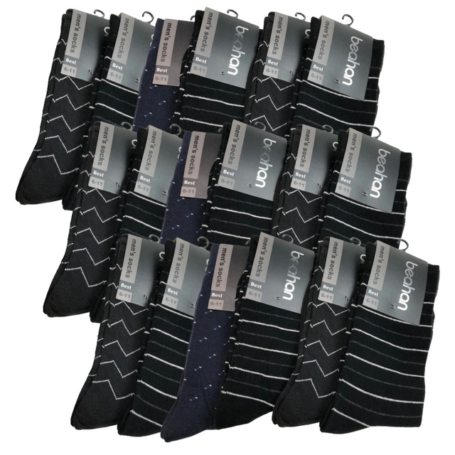 18 Pairs COTTON BUSINESS SOCKS Mens Dress Crew Plain Work BULK Assorted 6-11