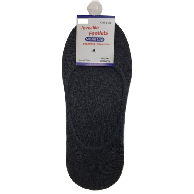 1x NO SHOW COTTON SOCKS Non Slip Heel Grip Low Cut Seamless Charcoal 2-8