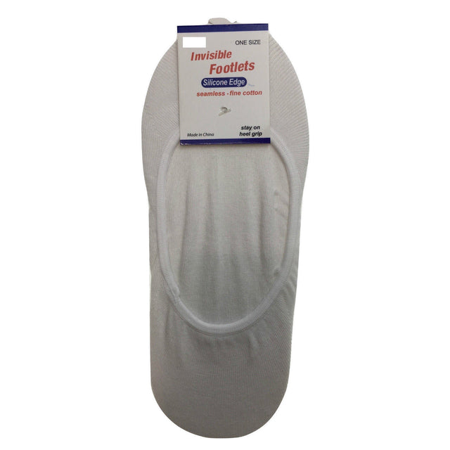 1x NO SHOW COTTON SOCKS Non Slip Heel Grip Low Cut Invisible Seamless White 2-8