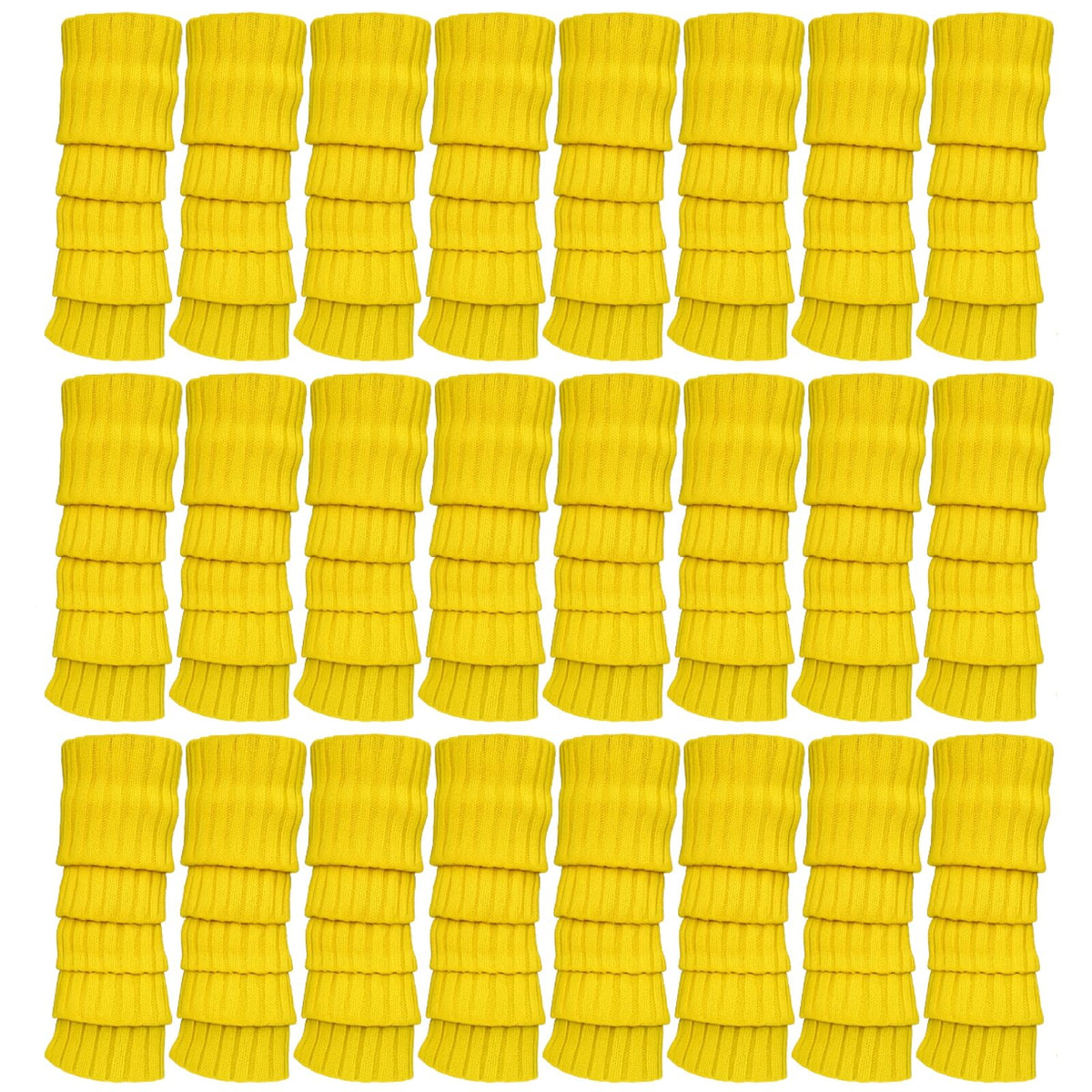 24x Womens Leg Warmers Disco Winter Knit Dance Party Crochet Legging Socks Costume - Yellow
