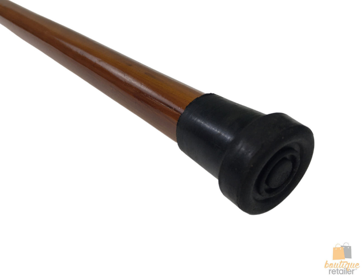 92cm WOODEN WALKING STICK Wood Cane Pole Carved Varnished Deluxe Quality Sturdy - Brown