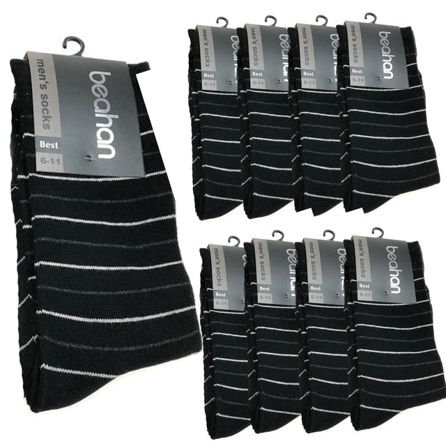 9 Pairs COTTON BUSINESS SOCKS Mens Dress Crew Plain Work Casual BULK Black 6-11