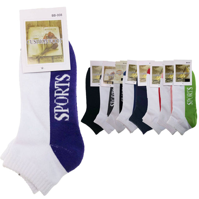 9x COTTON ANKLE SOCKS Sport Foot Low Cut Running Assorted Colours Bulk 2-8