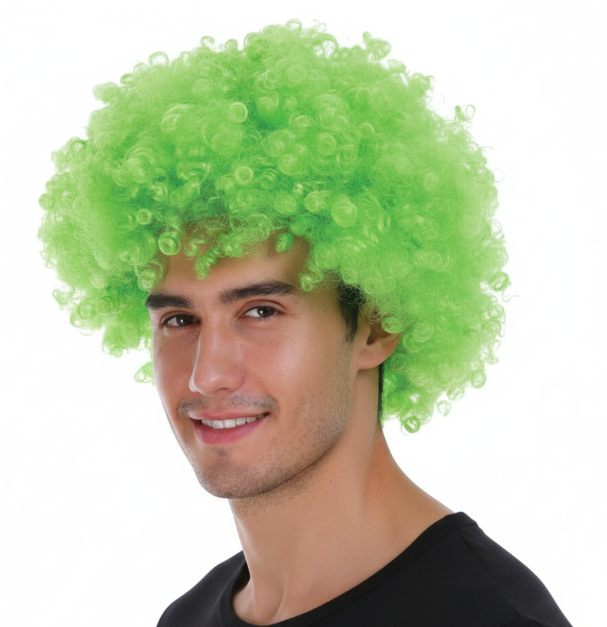 Mens DELUXE AFRO WIG Curly Hair Costume Party Fancy Disco 70s 80s Dress Up - Green