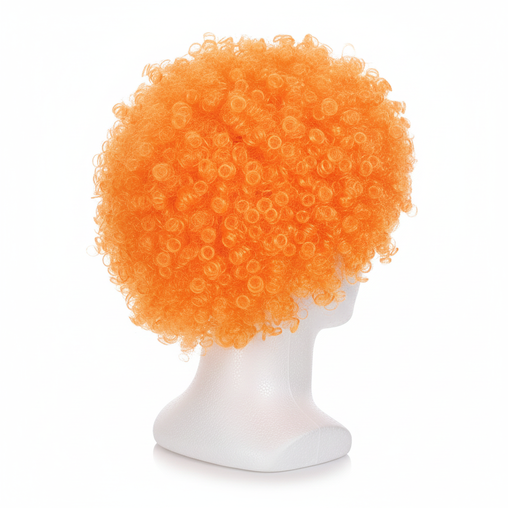 Mens DELUXE AFRO WIG Curly Hair Costume Party Fancy Disco 70s 80s Dress Up - Orange