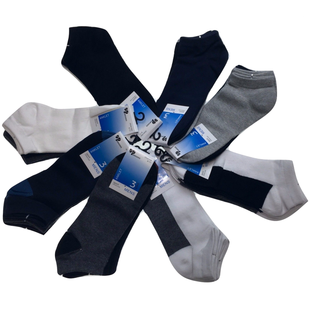 24x COTTON ANKLE SOCKS Sport Low Cut Mens Womens Running  BULK Anklet - Mixed Colour Pack - 2-8