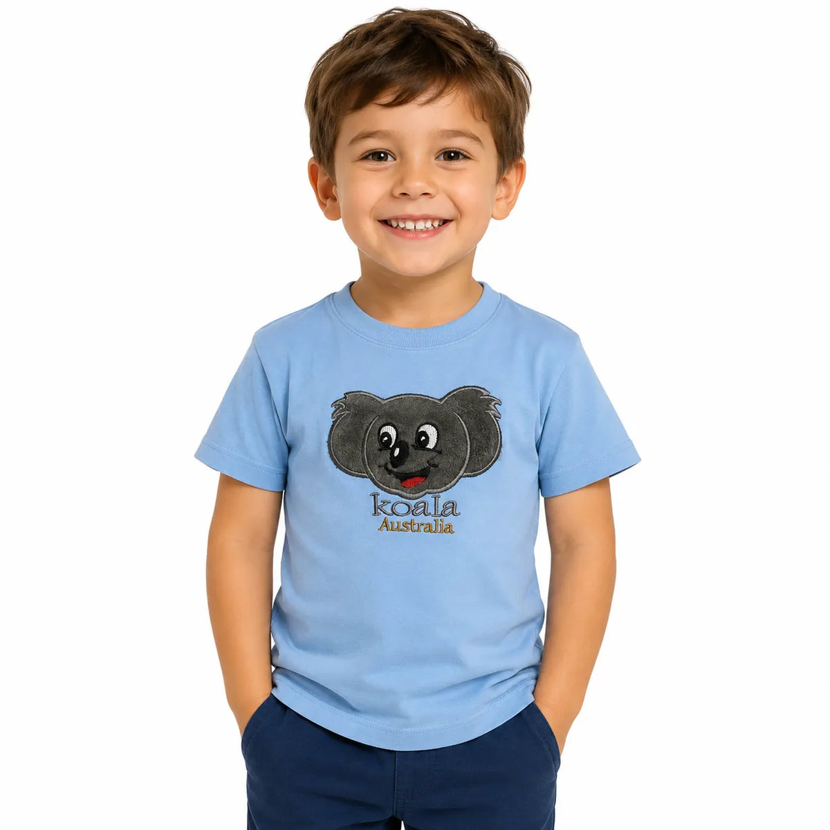 Kids KOALA AUSTRALIA T Shirt Tee Souvenir Gift Childrens Child 100% Cotton Top - Sky Blue - 1