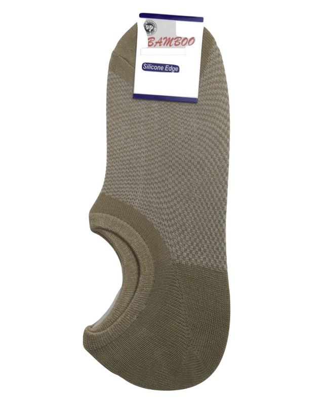 Pair NO SHOW BAMBOO SOCKS Non Slip Heel Grip Low Cut Footlet Beige 11-14