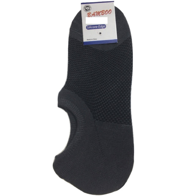 Pair NO SHOW BAMBOO SOCKS Non Slip Heel Grip Low Cut Footlet Charcoal 11-14
