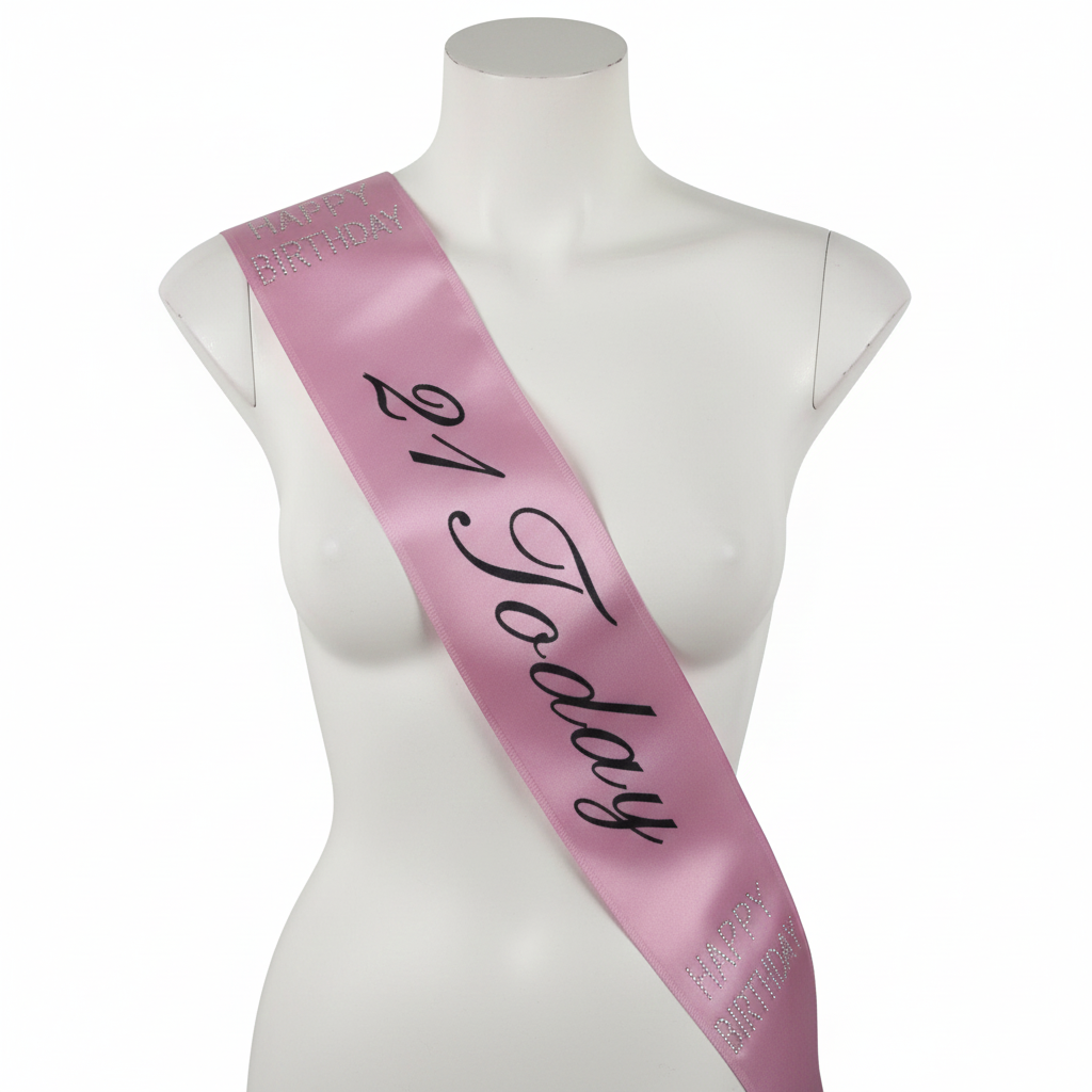 21st Birthday Sash 21 Today! Girls Night Party Costume Celebration Bday - Pink