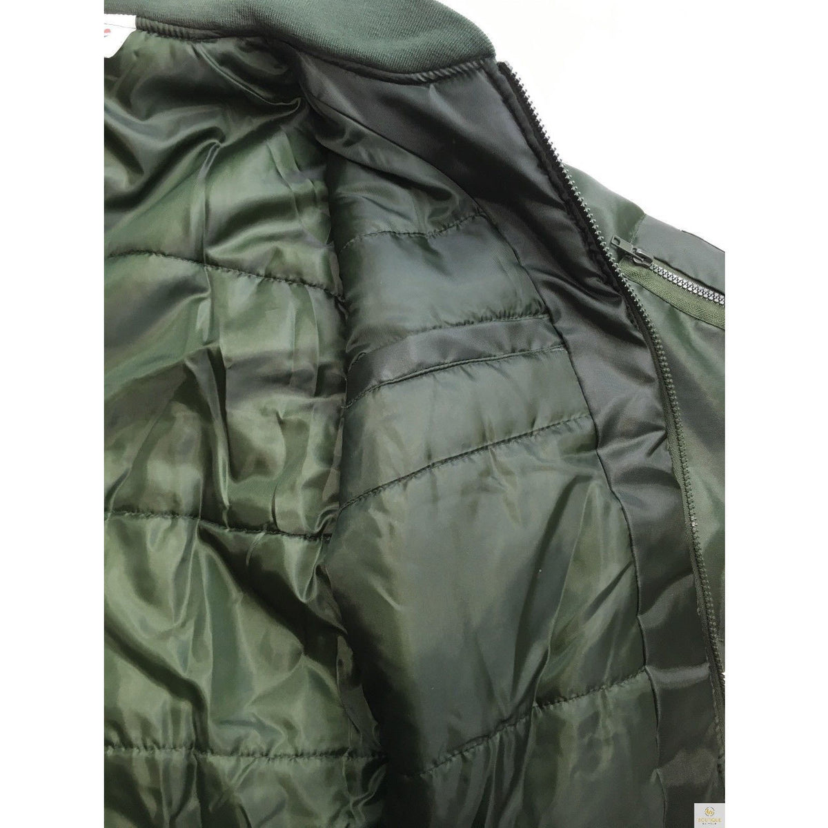 Plus Size Quilted Jacket Zip Up Classic Padded Flight Flying Winter Big & Tall - Bottle Green - 6XL