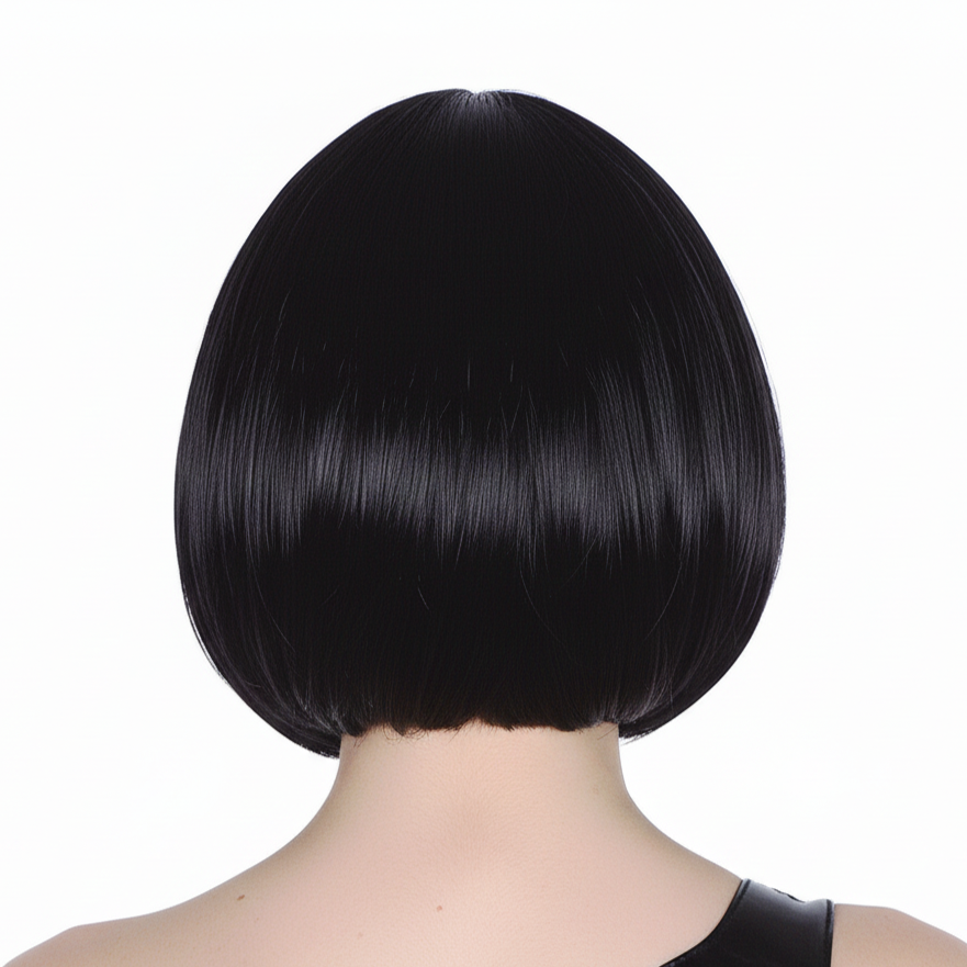 Bob Wig Costume Short Straight Fringe Cosplay Party Womens Hair - Black