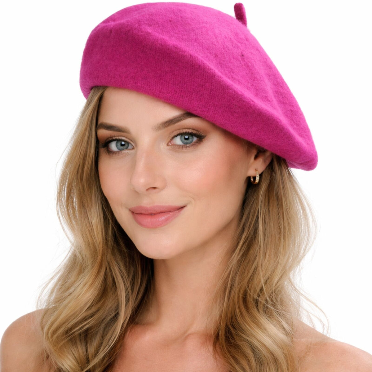 Unisex French Beret Hat Military Army Style Beanie Winter Warm Cap  - Pink