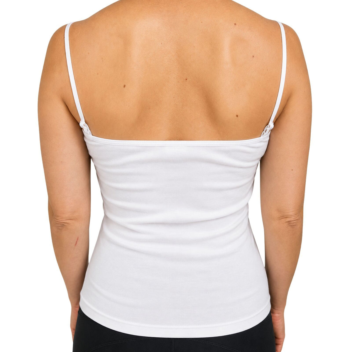 Womens Camisole Top 100% Cotton Cami Strap Singlet Basic Tank Shirt - Natural - 20-22