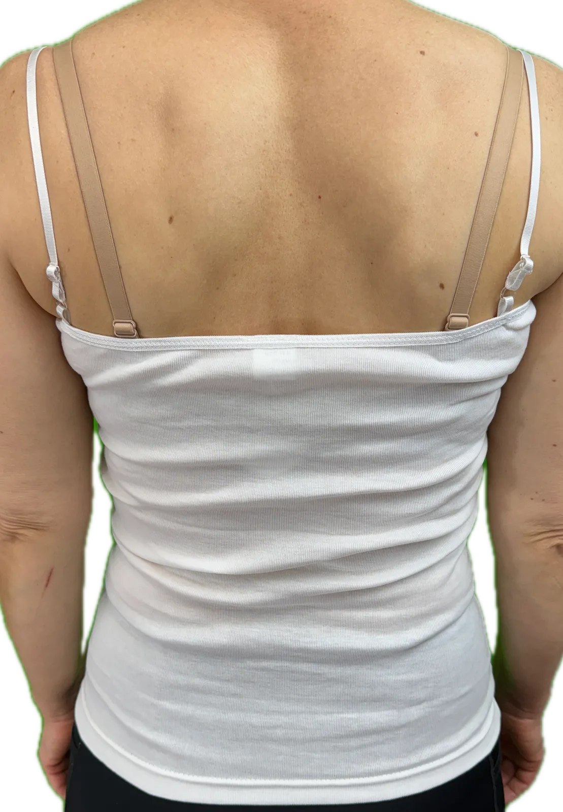 Womens Camisole Top 100% Cotton Cami Strap Singlet Basic Tank Shirt - Natural - 20-22
