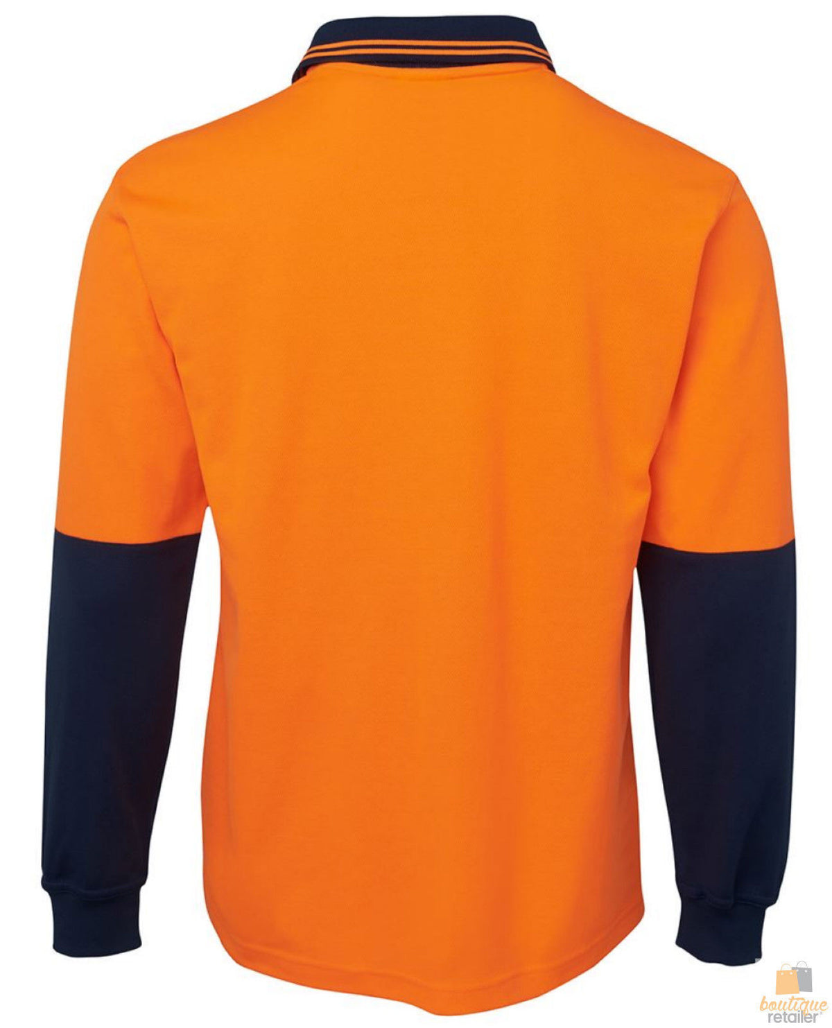 Hi Vis Long Sleeve Polo Shirt Safety Workwear Fluro Breathable UPF 50+ - Orange - L