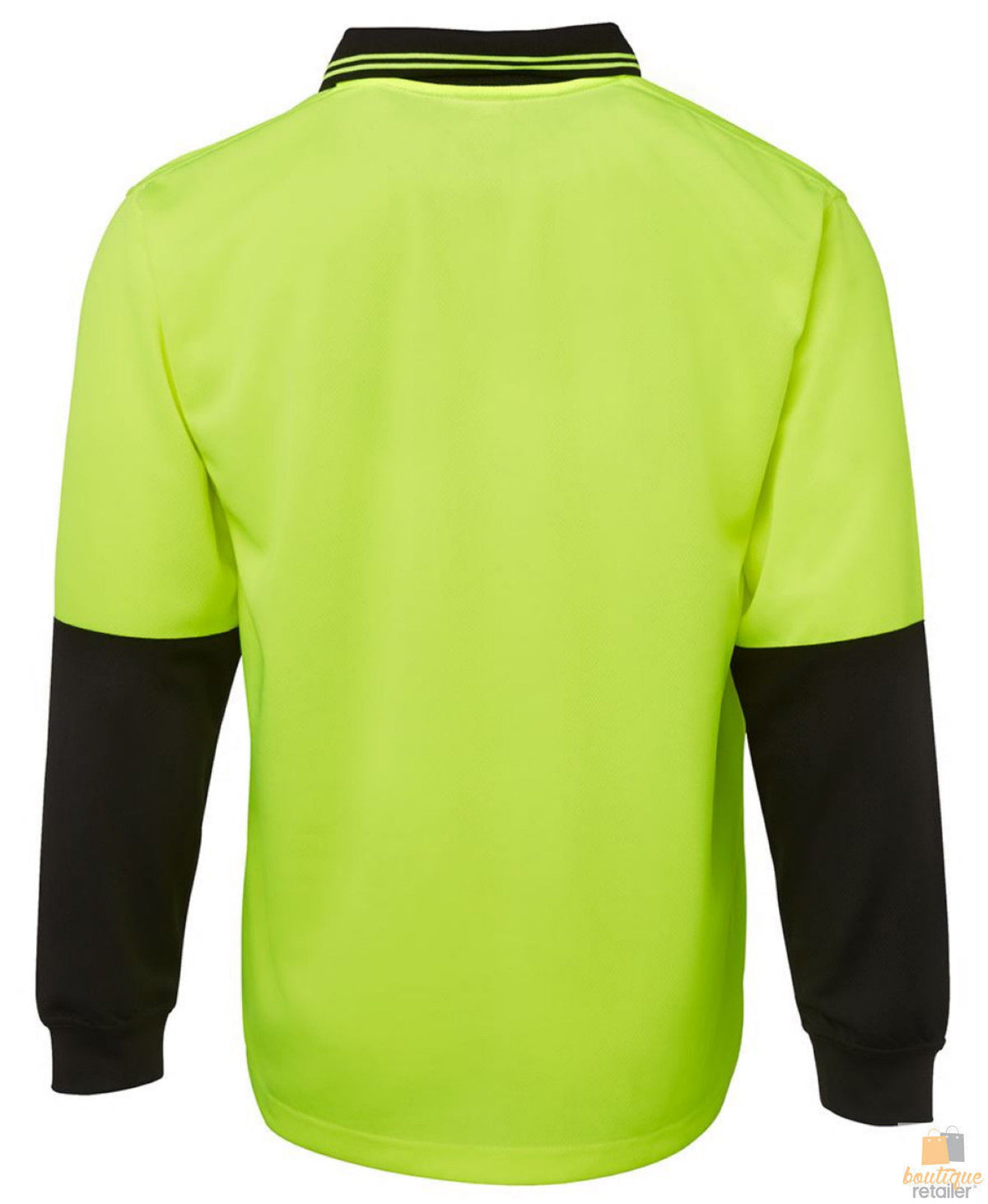Hi Vis Long Sleeve Polo Shirt Safety Workwear Fluro Breathable UPF 50+ - Yellow - L