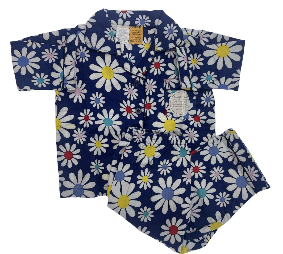 Kids Flannelette Pyjamas 100% Cotton Winter PJ Set - Daisy Brights - 1