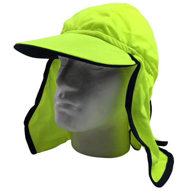 Hi Vis Legionnaire Hat Cap Sun Protection Workwear Fluro One Size Fluro Yellow
