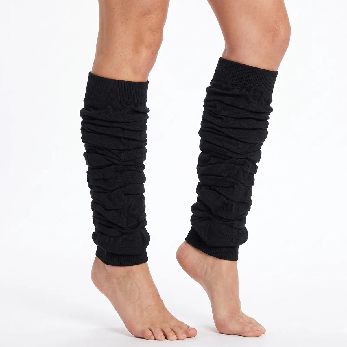 LEG WARMERS Knitted Womens Neon Party Knit Ankle Fluro Dance Costume 80s Pair - Black