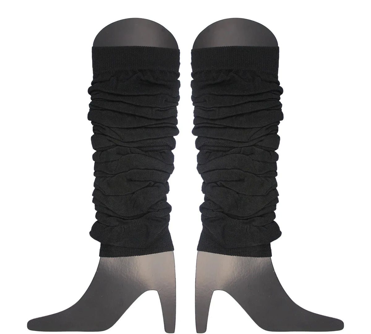 LEG WARMERS Knitted Womens Neon Party Knit Ankle Fluro Dance Costume 80s Pair - Black