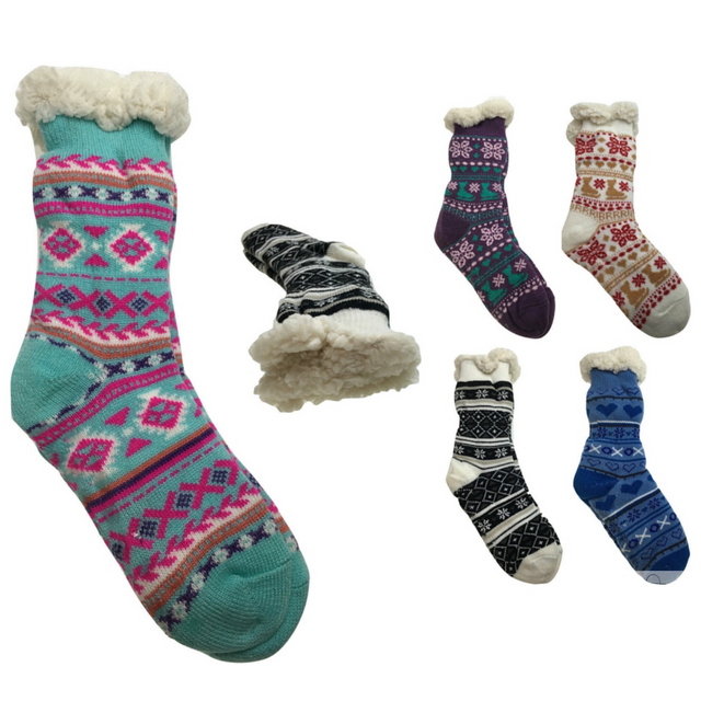 1 Pair Ladies Thick Fur Bed Socks Womens Soft Work Fluffy Non Slip One Size