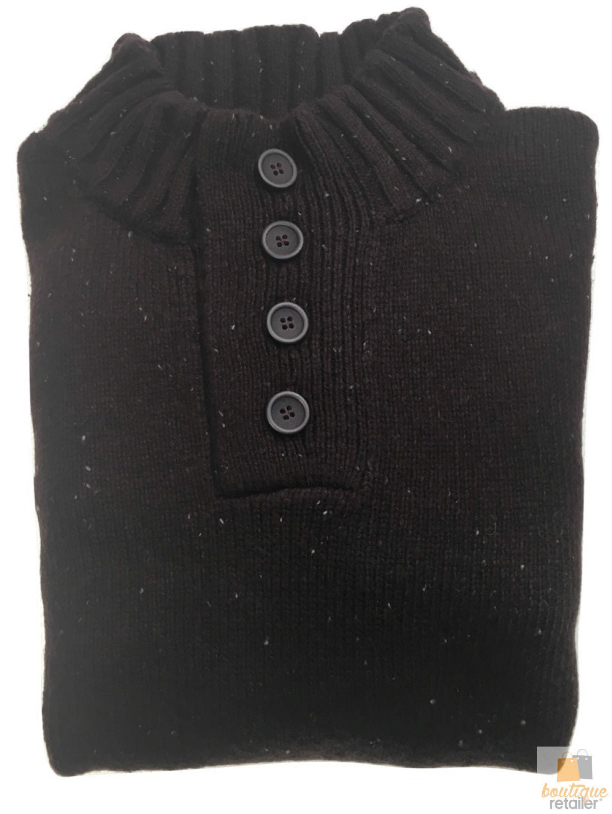 Mens Knit Jumper Pullover Sweater Knitted Casual Stretch Warm Winter  - 4 Button Mulberry 94 (KW16) - M