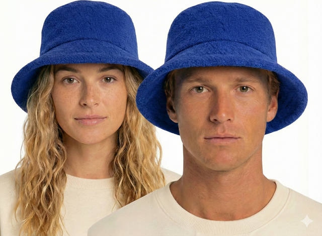 100 Cotton Terry Towelling Bucket Hat Daggy Fishing Camping Lad in Blue X Large