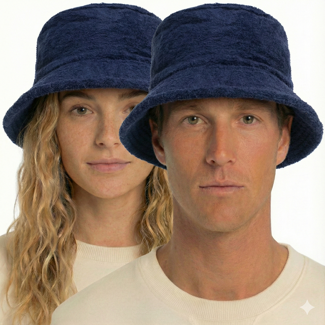 100 Cotton Terry Towelling Bucket Hat Daggy Fishing Camping Navy Blue X Large