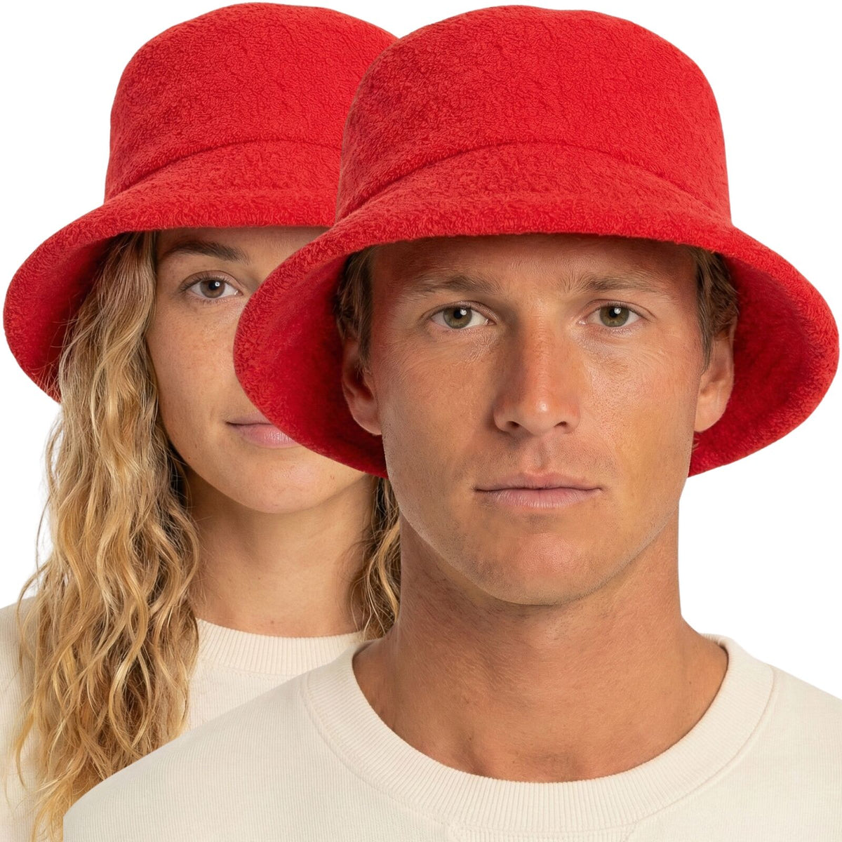 100% Cotton Terry Towelling Bucket Hat Daggy Fishing Camping Lad Cap in Red - XX-Large