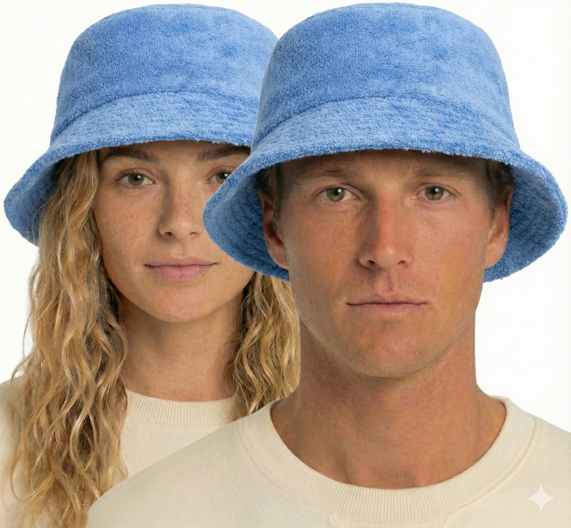 100 Cotton Terry Towelling Bucket Hat Daggy Fishing Camping Lad in Sky Blue XXL