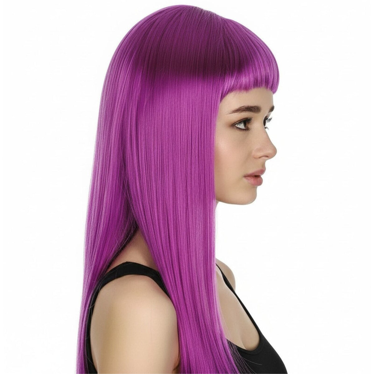 LONG WIG Straight Party Hair Costume Fringe Cosplay Fancy Dress 70cm Womens - Fuchsia (22455)