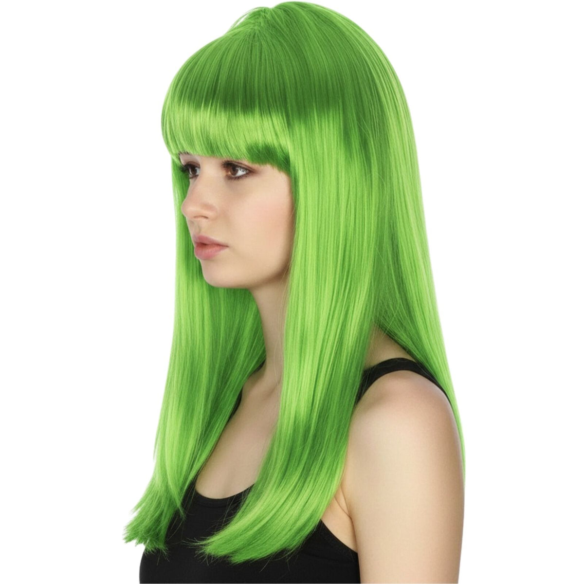 LONG WIG Straight Party Hair Costume Fringe Cosplay Fancy Dress 70cm Womens - Green (22460)