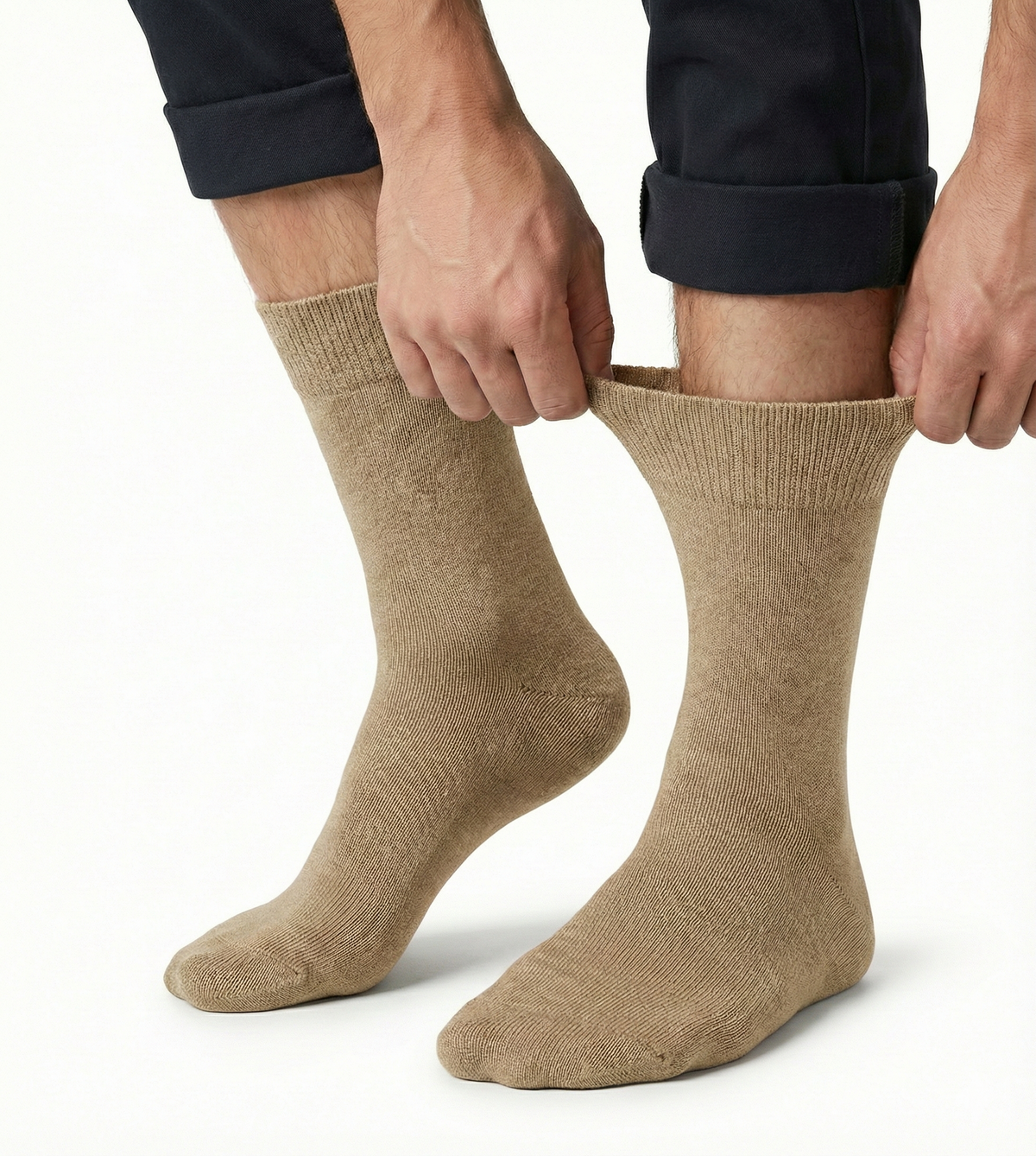 1x Pair COTTON Rich LOOSE TOP SOCKS Circulation Diabetic Comfort in Beige - 11-14