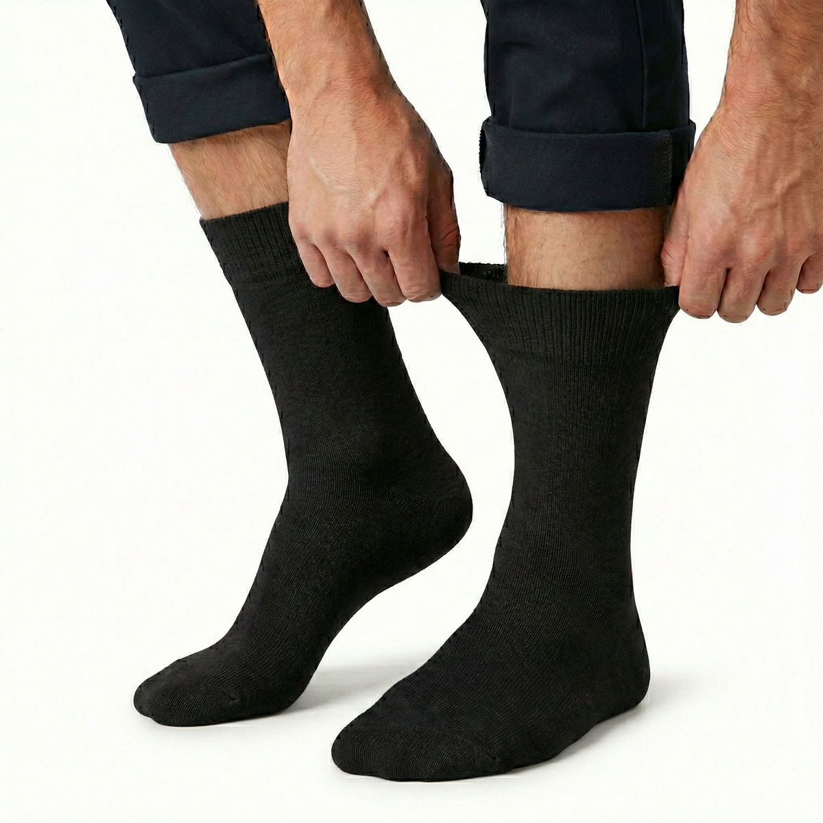 1x Pair COTTON Rich LOOSE TOP SOCKS Circulation Diabetic Comfort in Black - 2-8