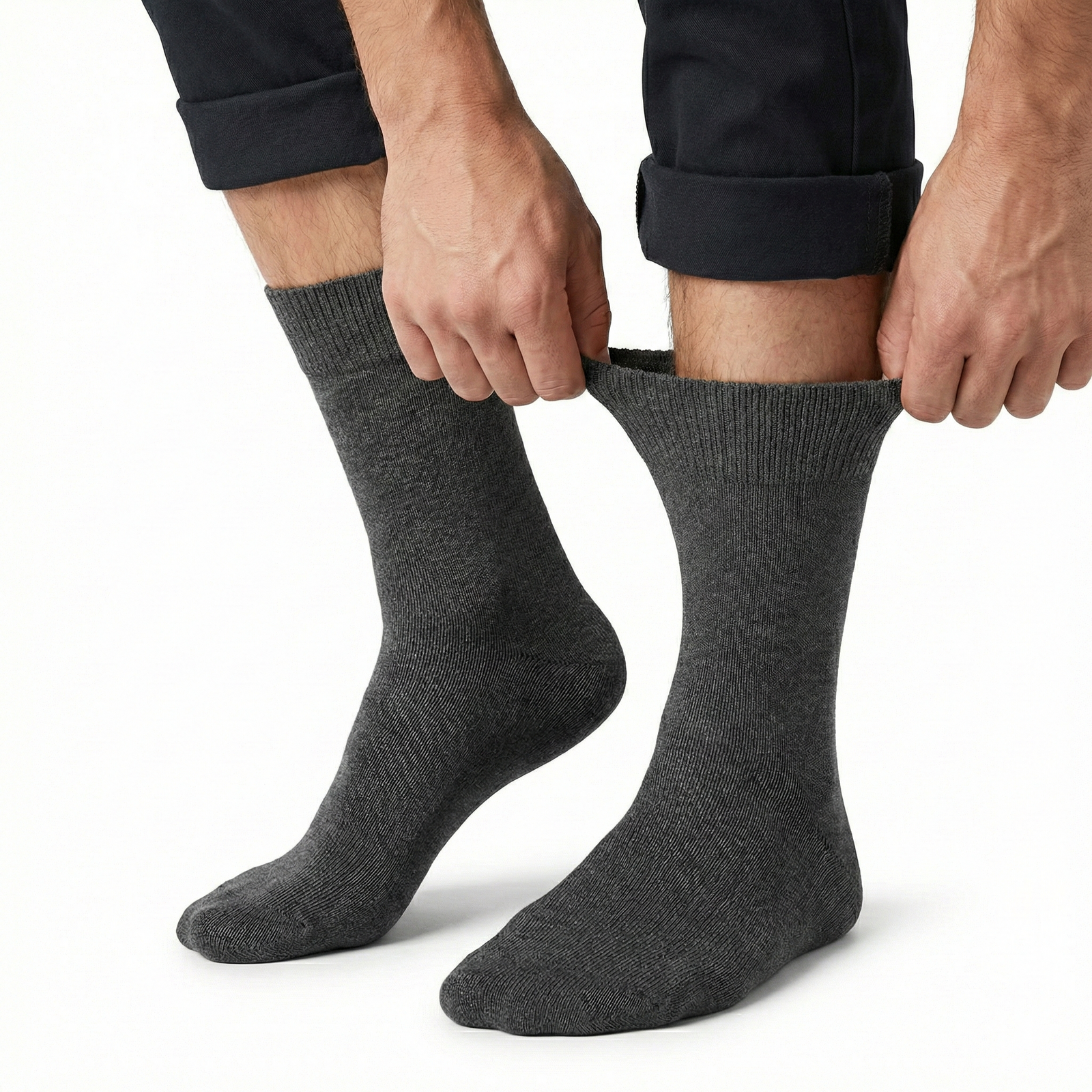 1x Pair COTTON Rich LOOSE TOP SOCKS Circulation Diabetic Comfort in Charcoal - 2-8