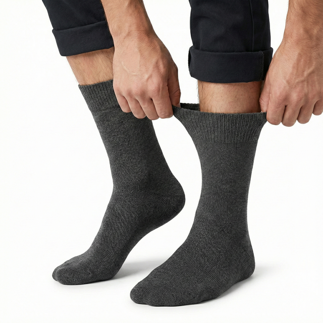 1x Pair COTTON Rich LOOSE TOP SOCKS Circulation Diabetic Comfort in Charcoal 2-8