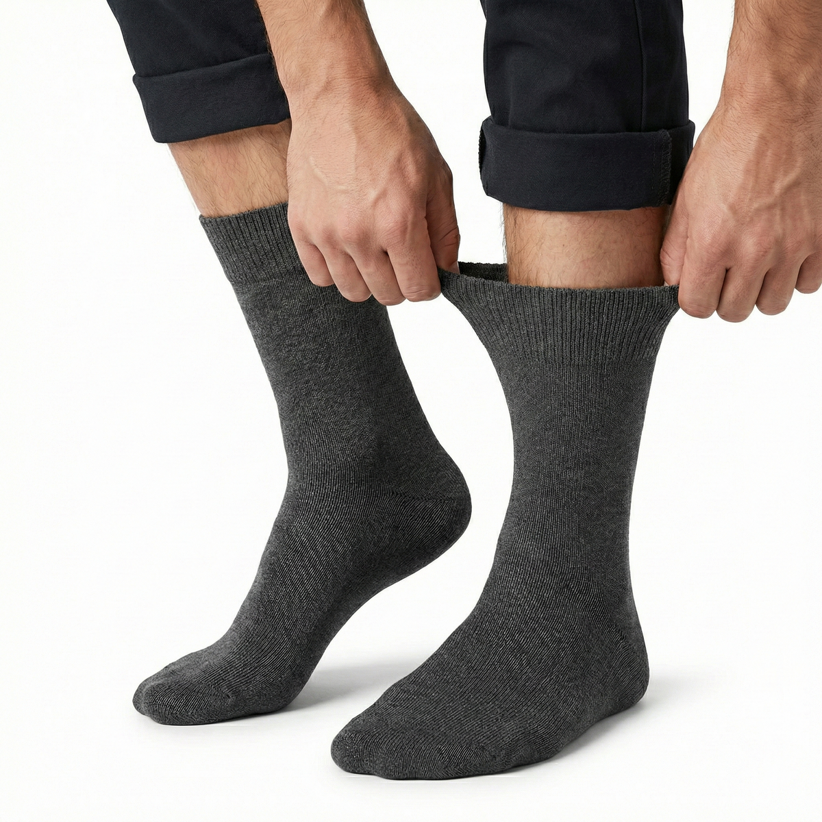 1x Pair COTTON Rich LOOSE TOP SOCKS Circulation Diabetic Comfort in Charcoal - 6-11