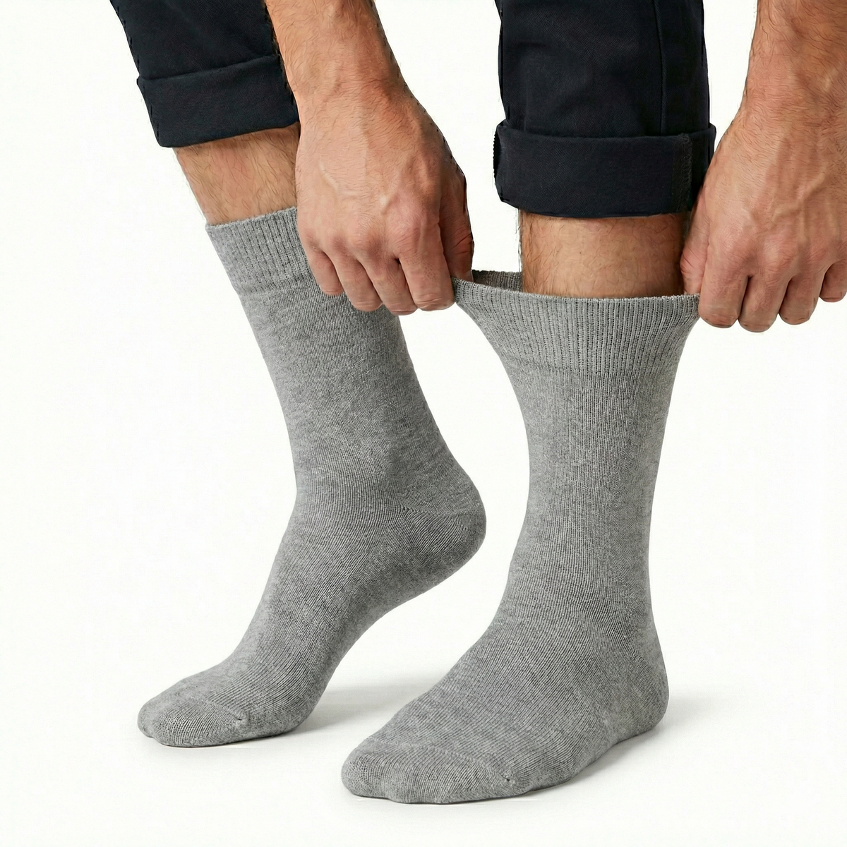1x Pair COTTON Rich LOOSE TOP SOCKS Circulation Diabetic Comfort in Grey - 6-11