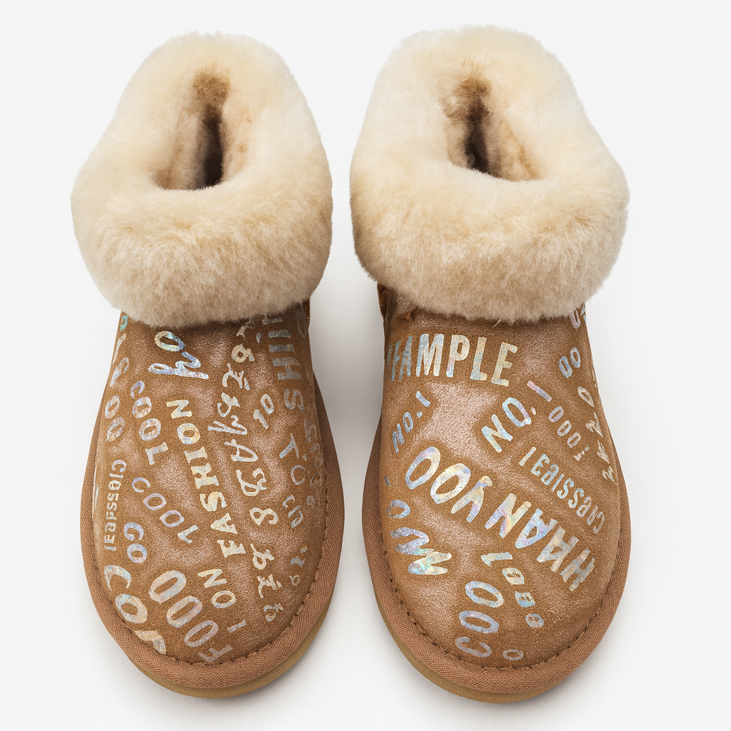 Womens Australian Sheepskin Wool Fur Mini UGG Ankle Boots in Metallic Chestnut - 8
