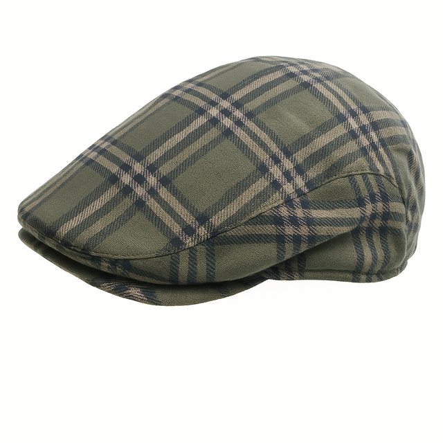 DENTS Quilted Flat Ivy Cap Hat Driving Newsboy Elastic Cabbie Grey Check 55cm
