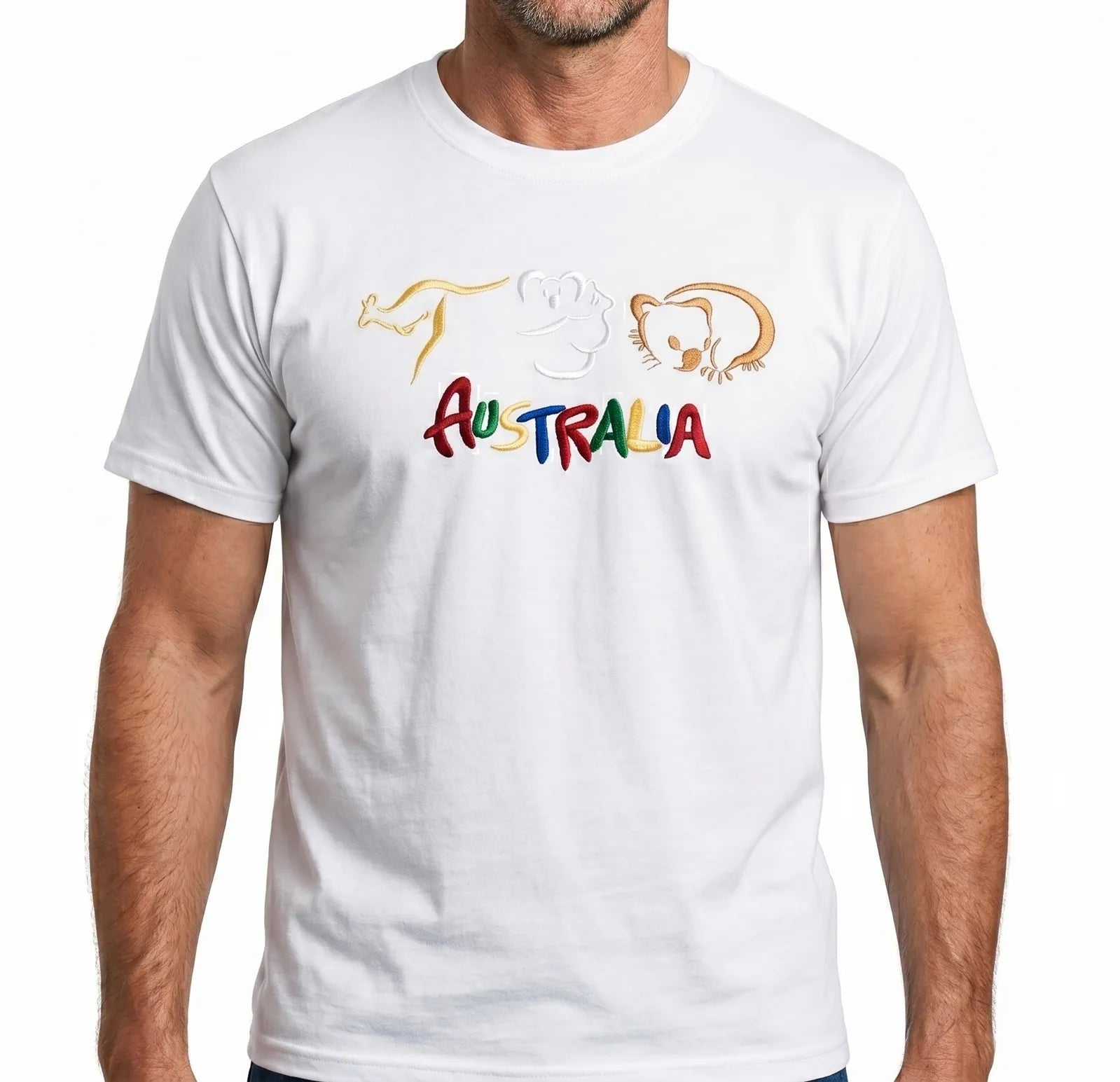 Adult Australia T Shirt Kangaroo Koala 100% Cotton Souvenir Tee Top - White - XL