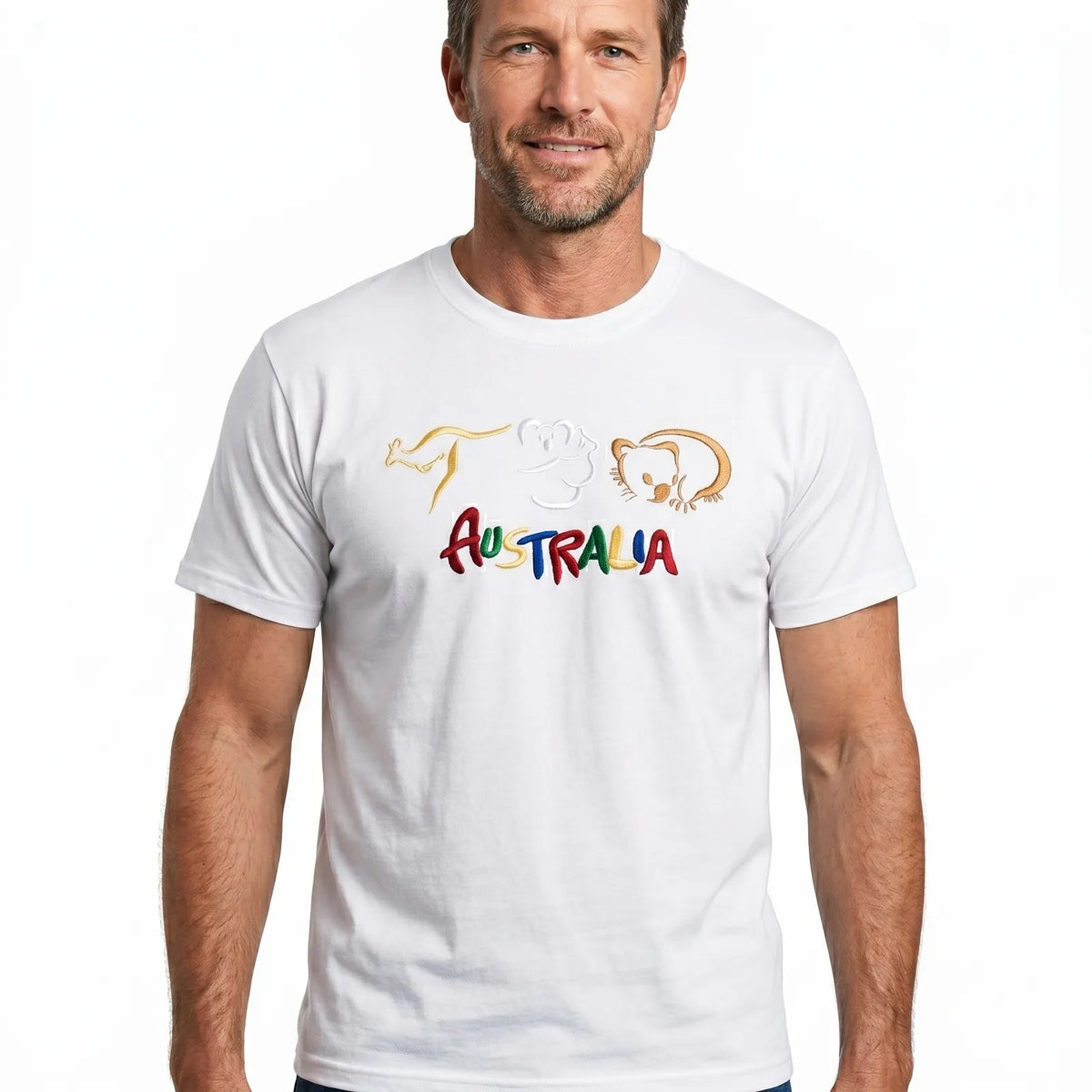 Adult Australia T Shirt Kangaroo Koala 100% Cotton Souvenir Tee Top - White - XL