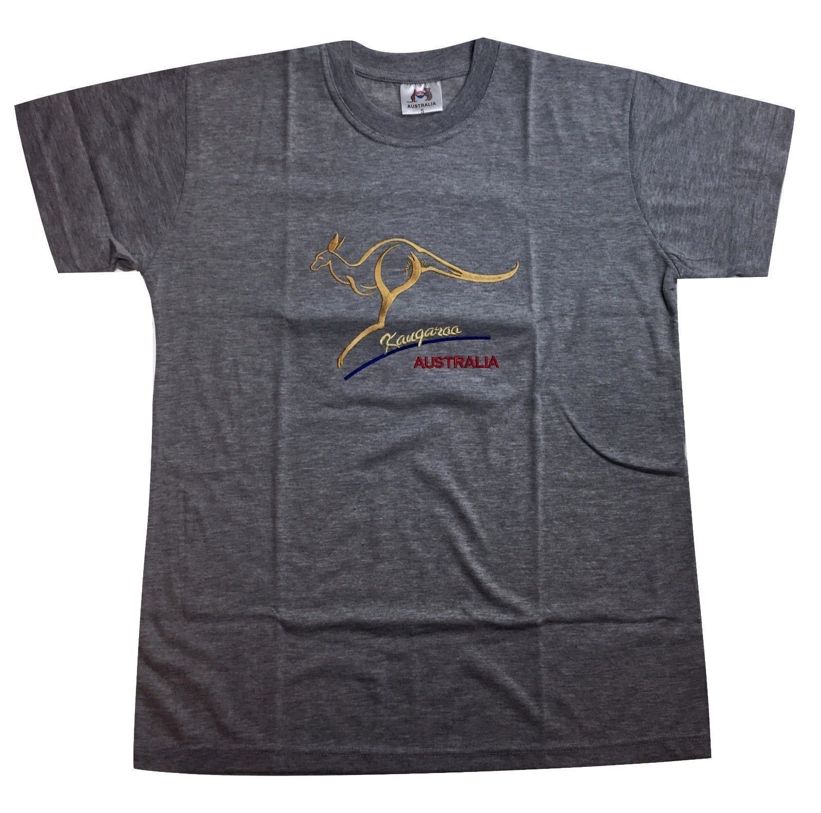 Adult Australian Kangaroo T Shirt Australia Day 100% Cotton Souvenir Tee Top - Grey - L