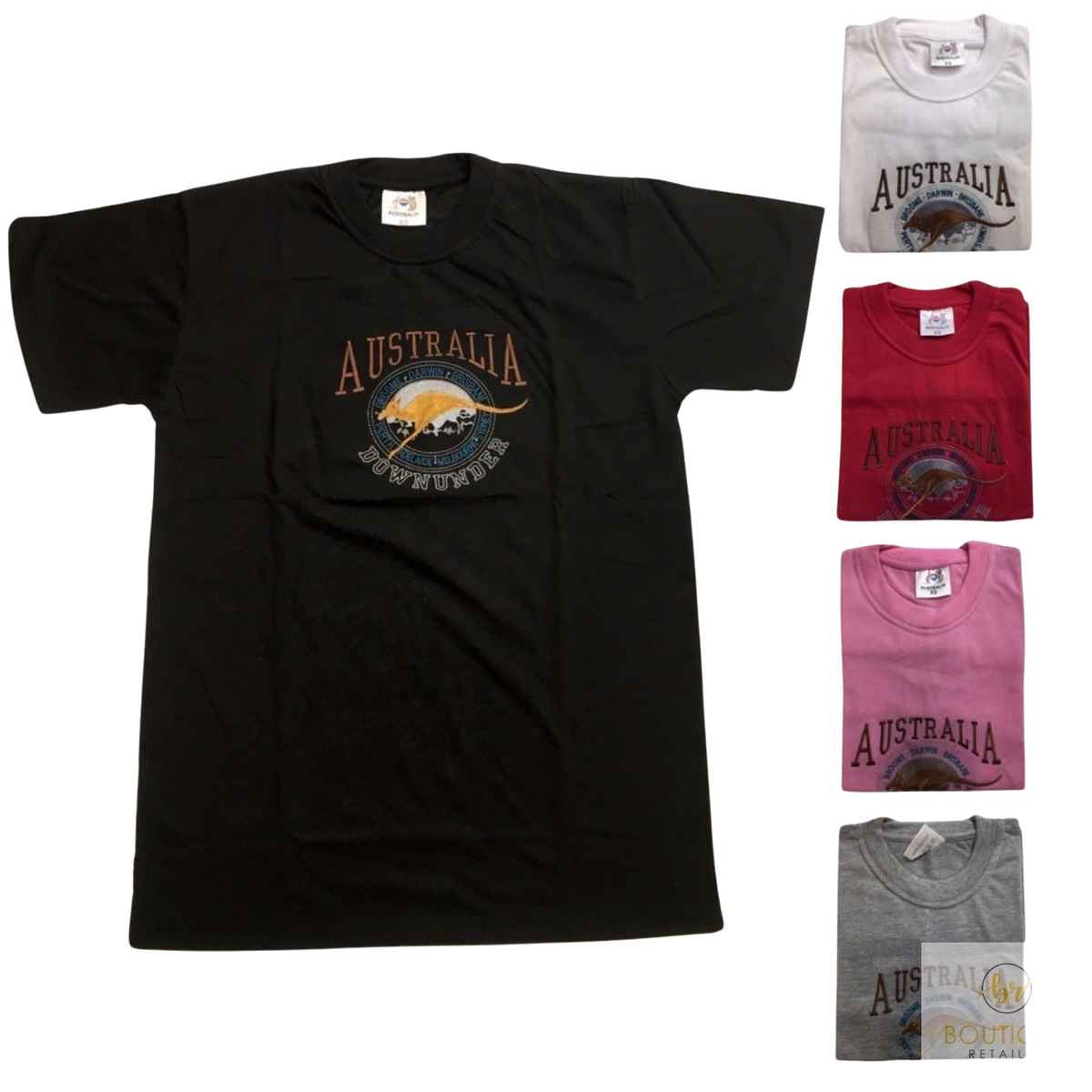 Adult Australia Kangaroo T Shirt Australia Day Souvenir Tee Top 100% Cotton - Grey - M