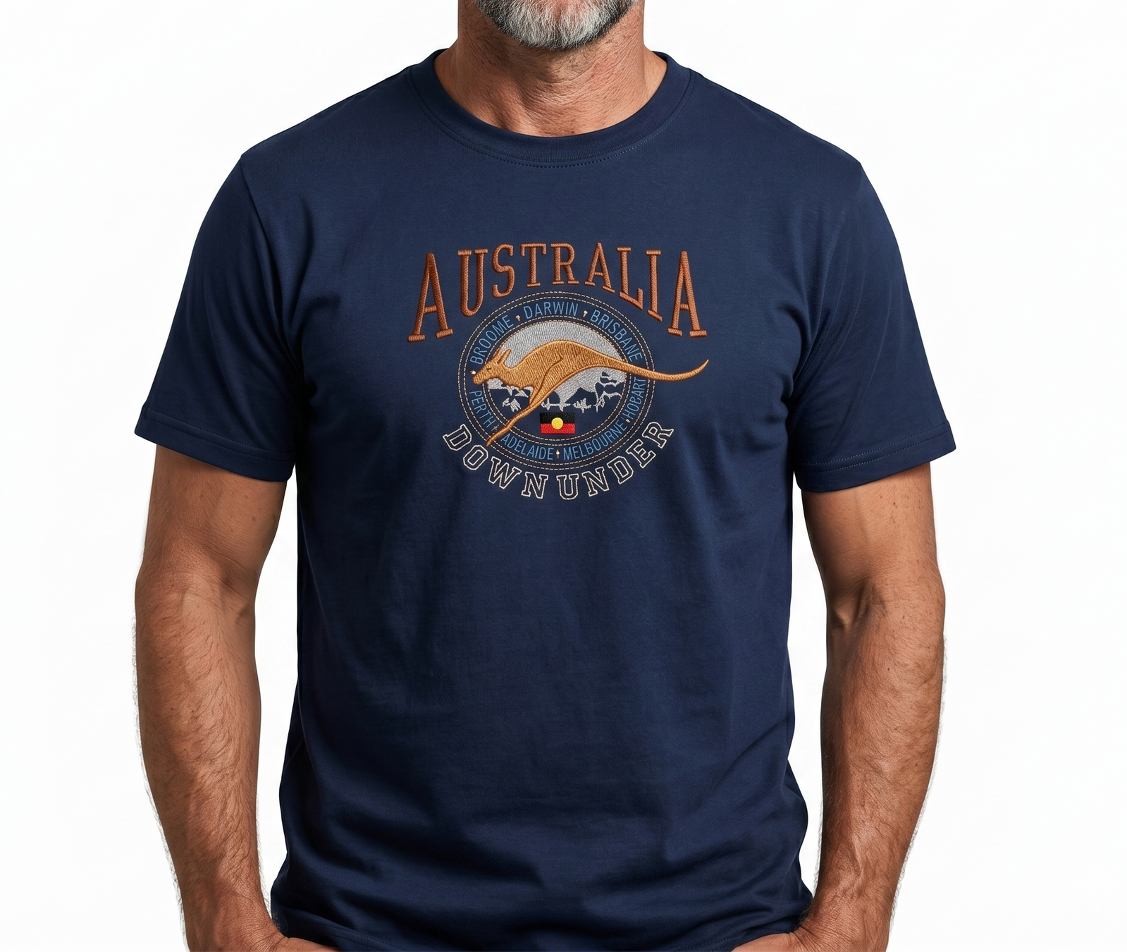 Adult Australia Kangaroo T Shirt Australia Day Souvenir Tee Top 100% Cotton - Navy - S